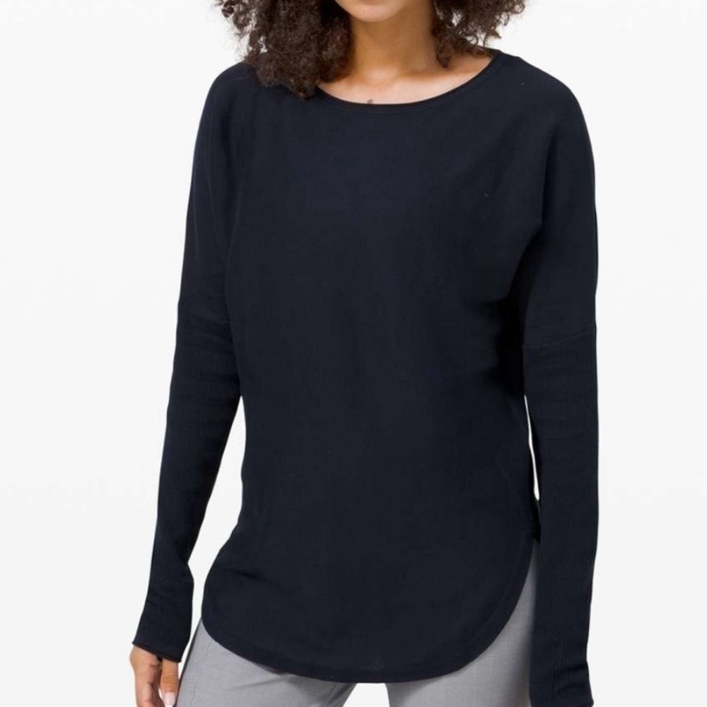Lululemon Take it All In Cotton Sweater True Navy Blue Size 4 XS
